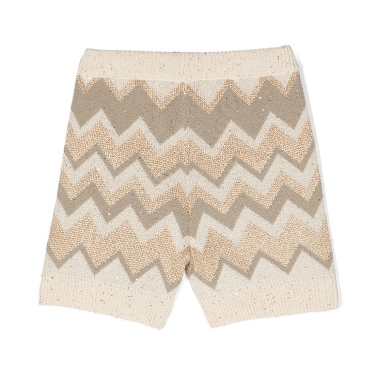 MISSONI Shorts con paillettes cotone beige oro bambina