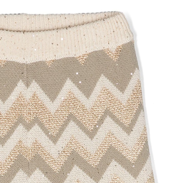 MISSONI Shorts con paillettes cotone beige oro bambina