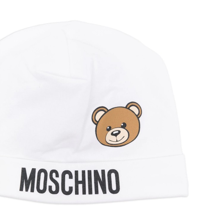 MOSCHINO Cappello bianco morbido logo e Teddy neonati