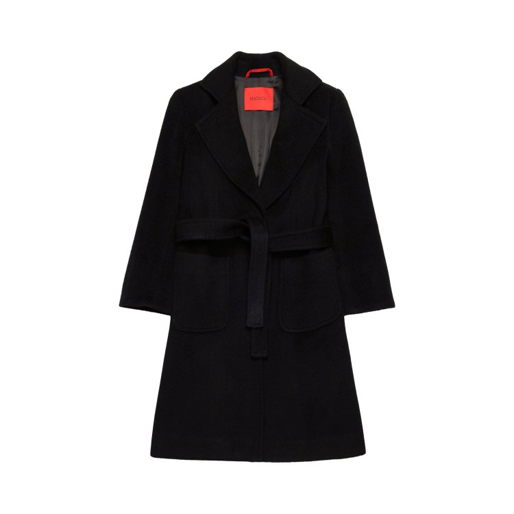 MAX&CO Cappotto monopetto con cintura nero bambina