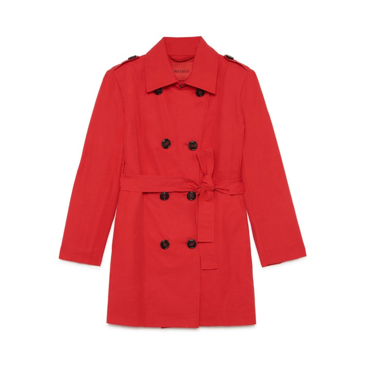 MAX&CO Cappotto rosso doppiopetto con cintura bambina