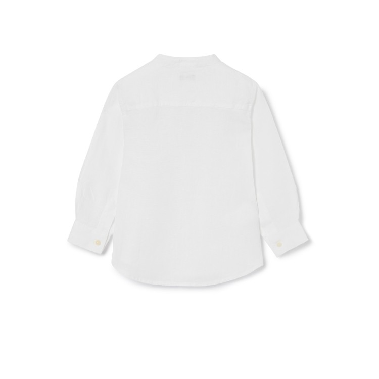 IL GUFO Camicia lino manica lunga bianca bambino