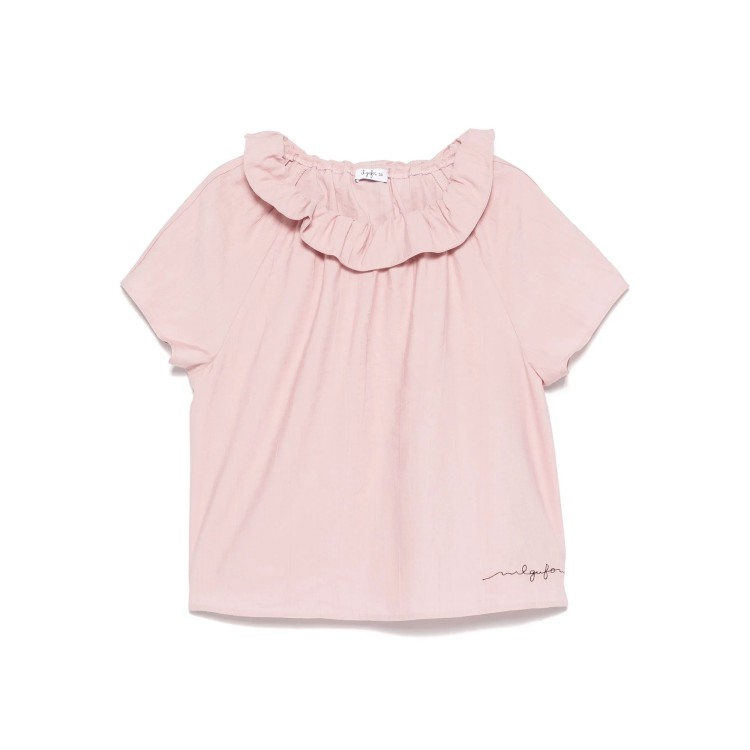 IL GUFO Blusa rosa cipria con volant bambina