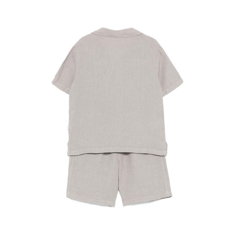 IL GUFO Completo grigio in lino shorts e camicia bambino