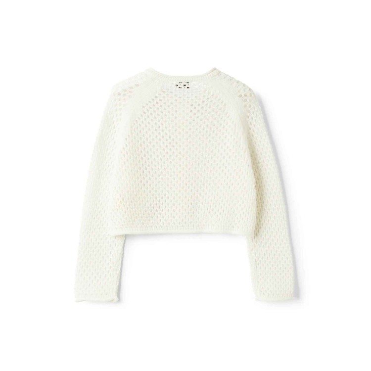 IL GUFO Cardigan panna in maglia traforata bambina