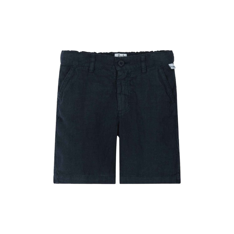 IL GUFO Bermuda blu in lino bambino