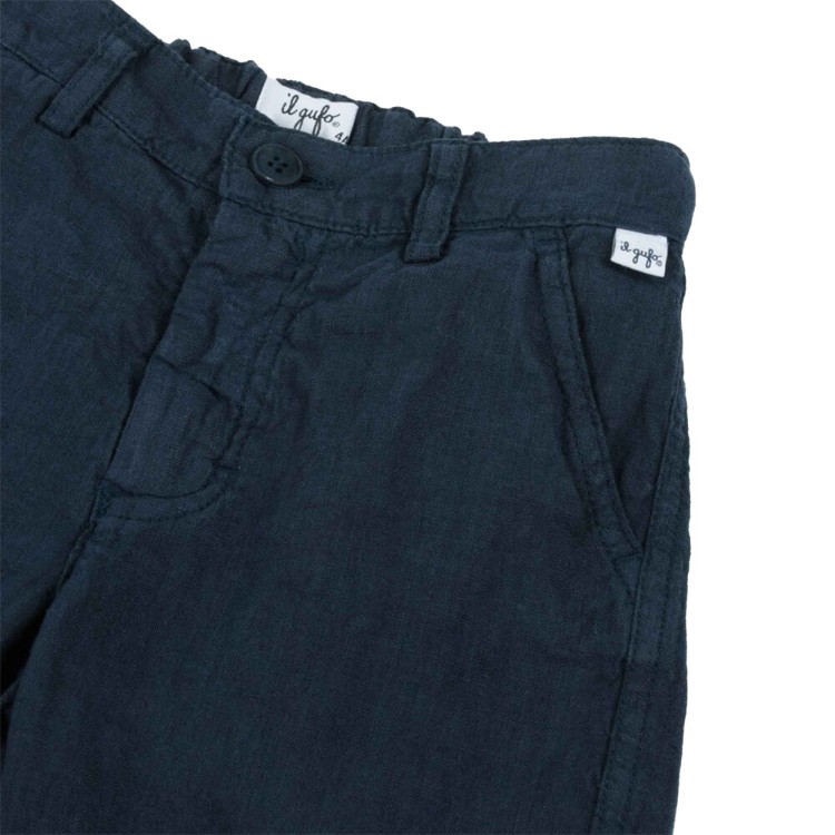 IL GUFO Bermuda blu in lino bambino