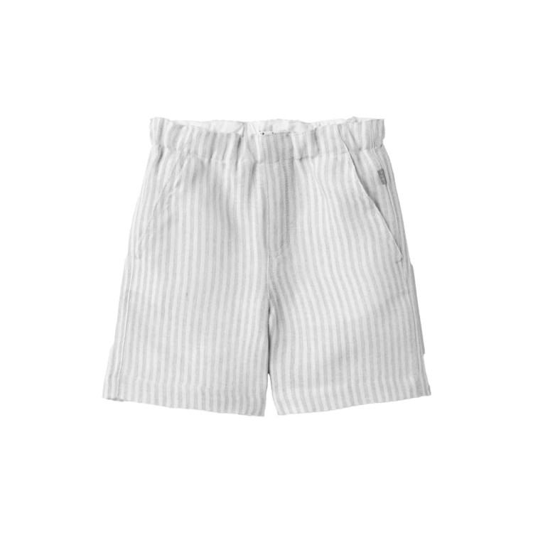 IL GUFO Pantaloncini grigi in lino a righe bambino