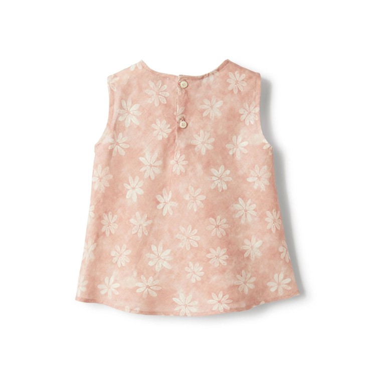 IL GUFO Top rosa smanicato con fiorellini bambina