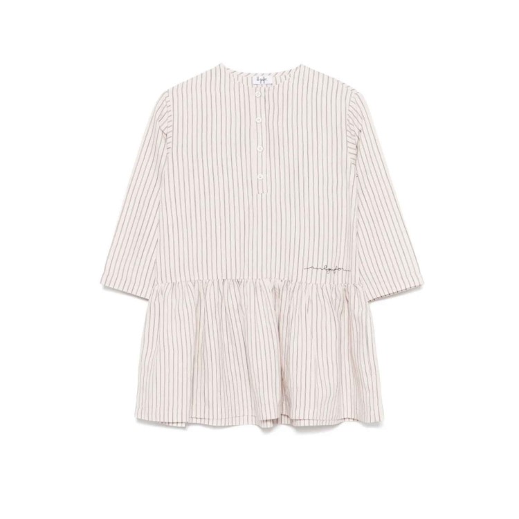 IL GUFO Abito rosa a righe con bottoni bambina