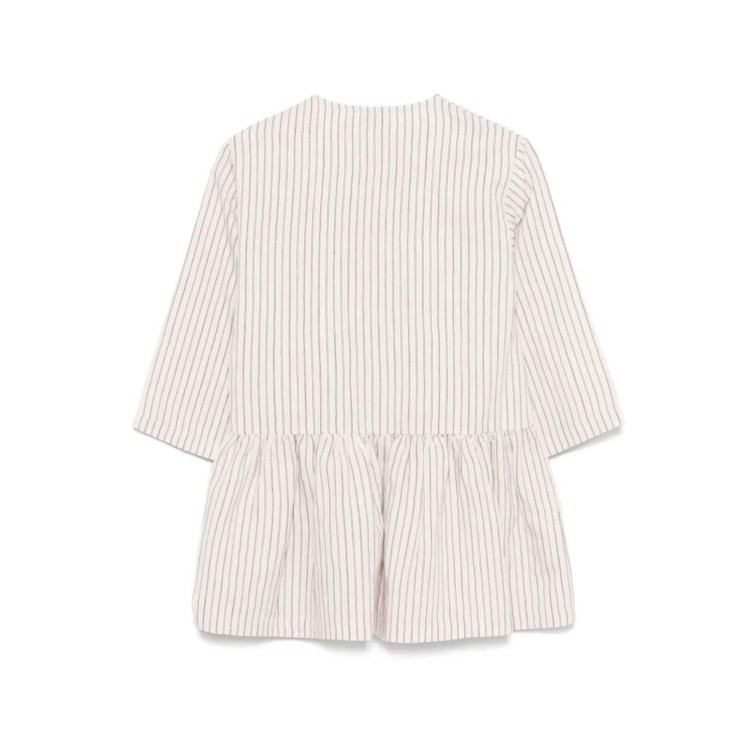 IL GUFO Abito rosa a righe con bottoni bambina