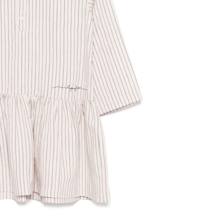 IL GUFO Abito rosa a righe con bottoni bambina