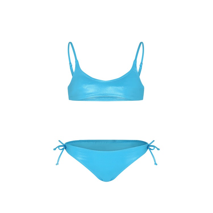 SAINT BARTH Bikini azzurro con finitura metallizzata bambina