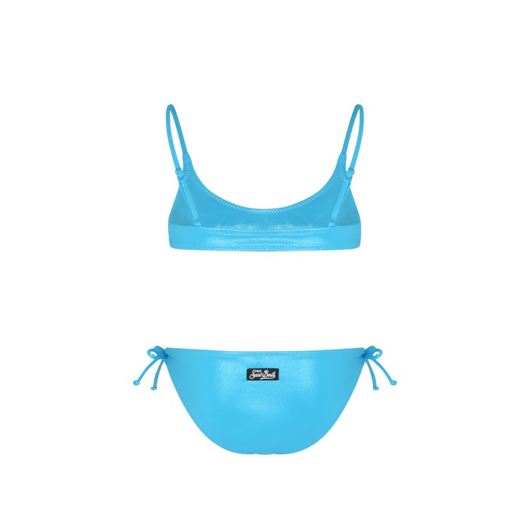 SAINT BARTH Bikini azzurro con finitura metallizzata bambina