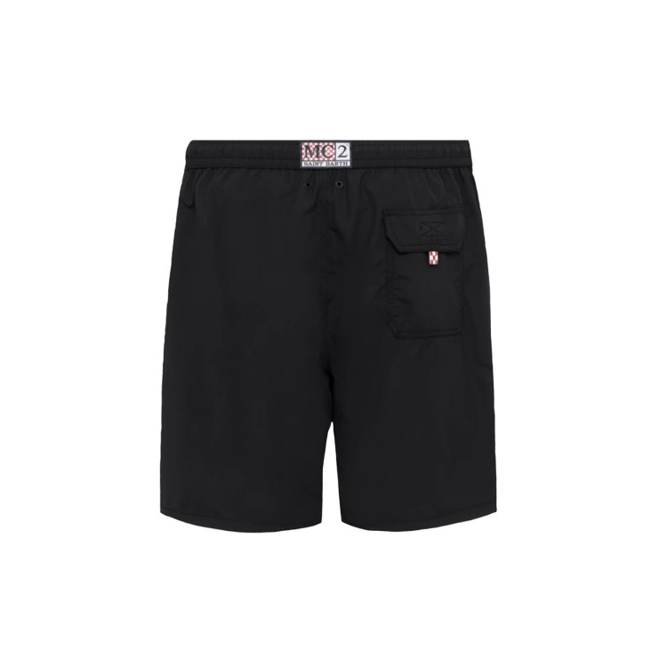 SAINT BARTH Costume nero con logo ricamato bambino