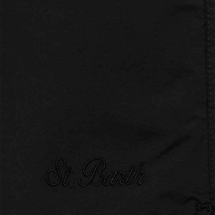 SAINT BARTH Costume nero con logo ricamato bambino