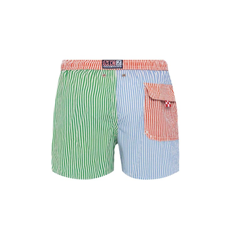 SAINT BARTH Costume in seersucker rigato multicolor bambino