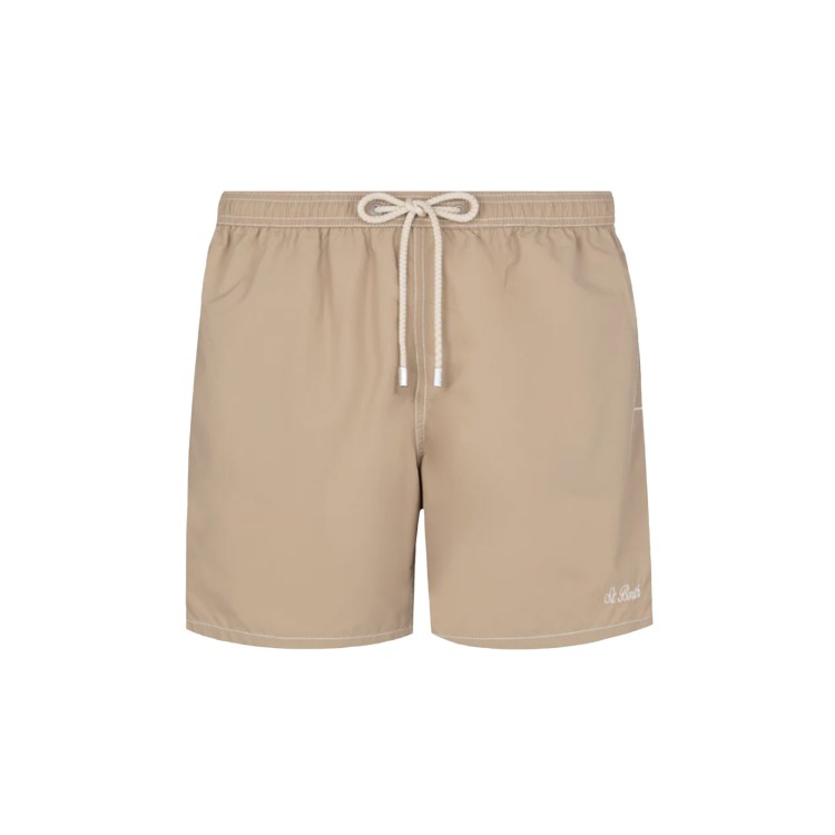 SAINT BARTH Costume beige con logo ricamato bambino