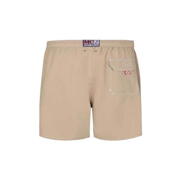 SAINT BARTH Costume beige con logo ricamato bambino