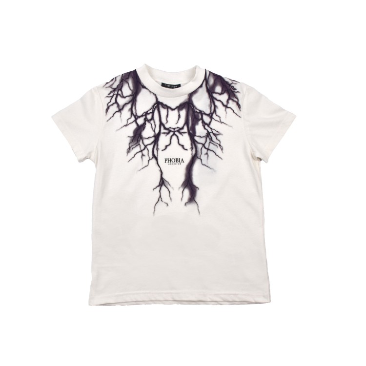 PHOBIA T-shirt bianca con fulmini neri bambini