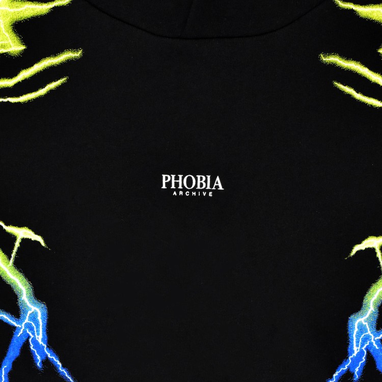 PHOBIA Felpa nera con cappuccio e fulmini bicolore bambini