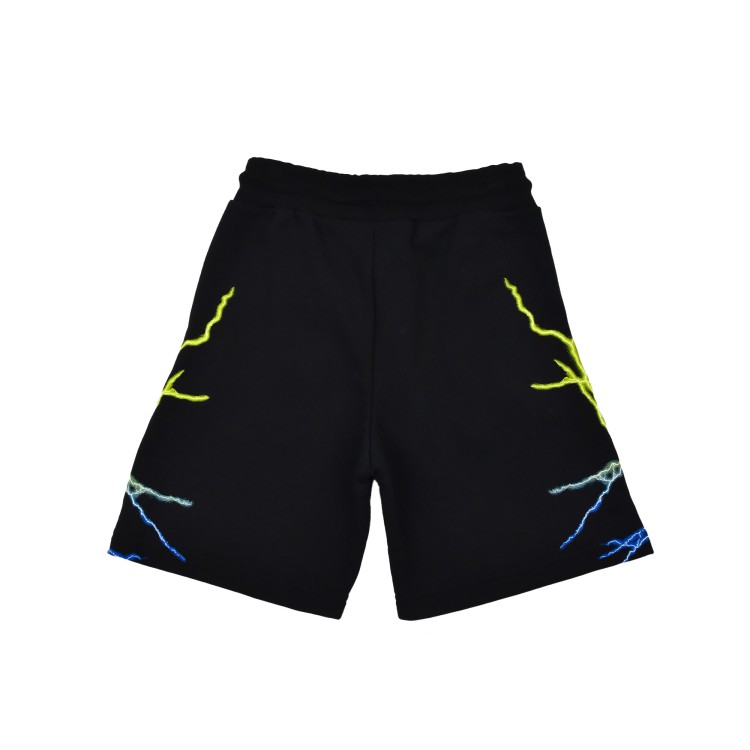 PHOBIA Shorts neri con fulmini gialli e blu bambini