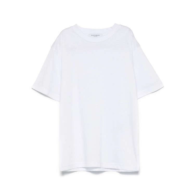 PAOLO PECORA T-shirt bianca con logo ricamato bambino