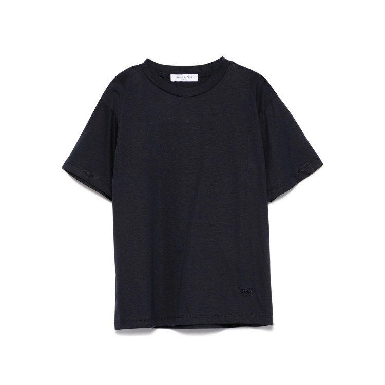 PAOLO PECORA T-shirt blu navy con logo ricamato bambino