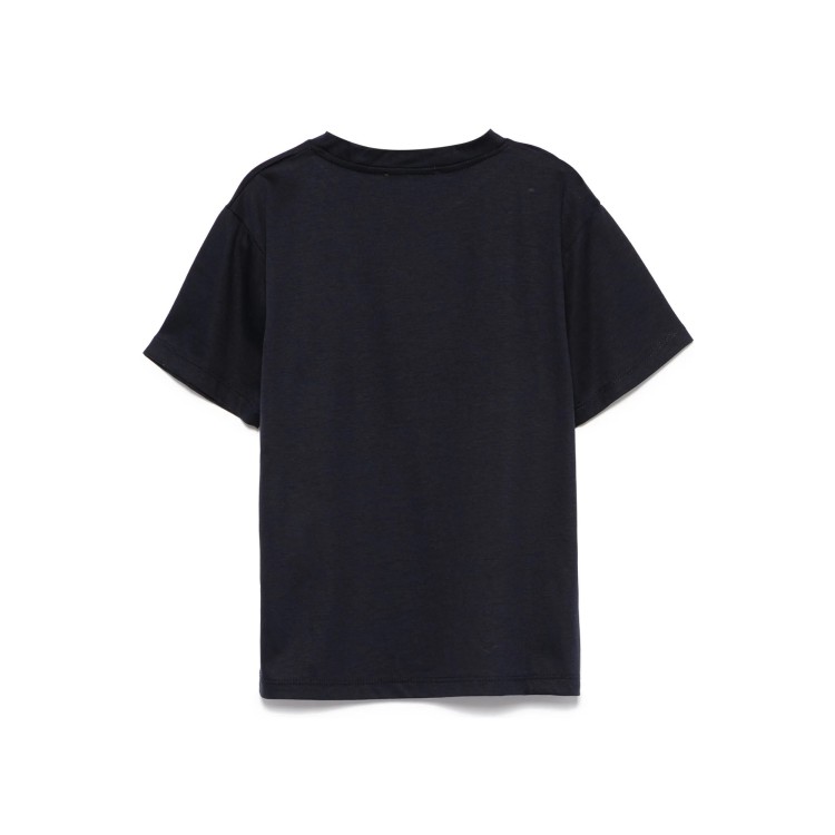 PAOLO PECORA T-shirt blu navy con logo ricamato bambino