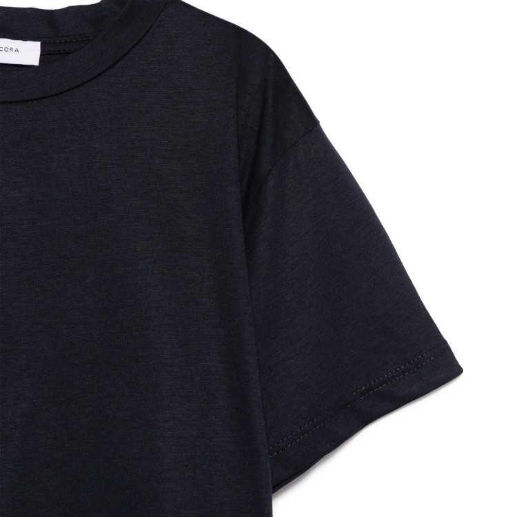 PAOLO PECORA T-shirt blu navy con logo ricamato bambino