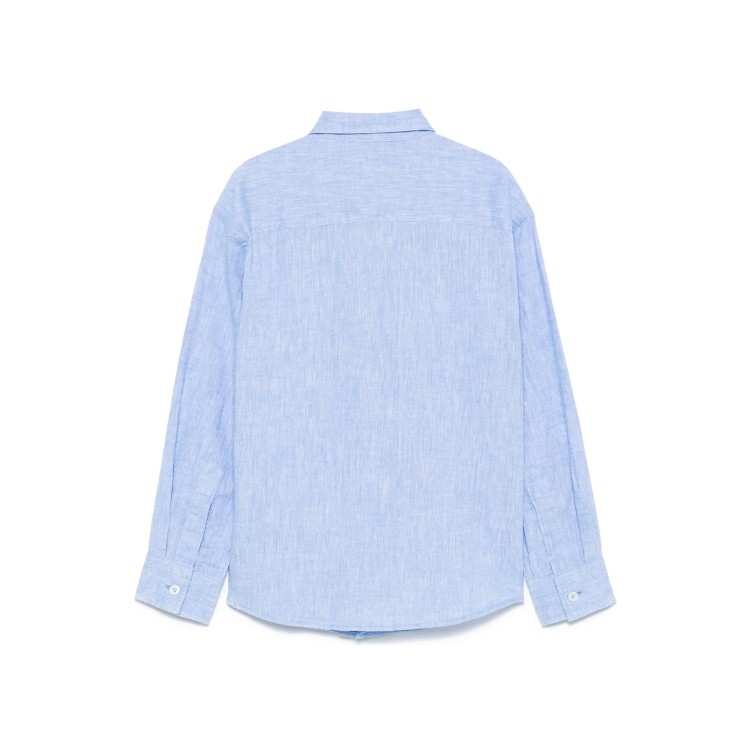 PAOLO PECORA Camicia celeste con ricamo logo bambino