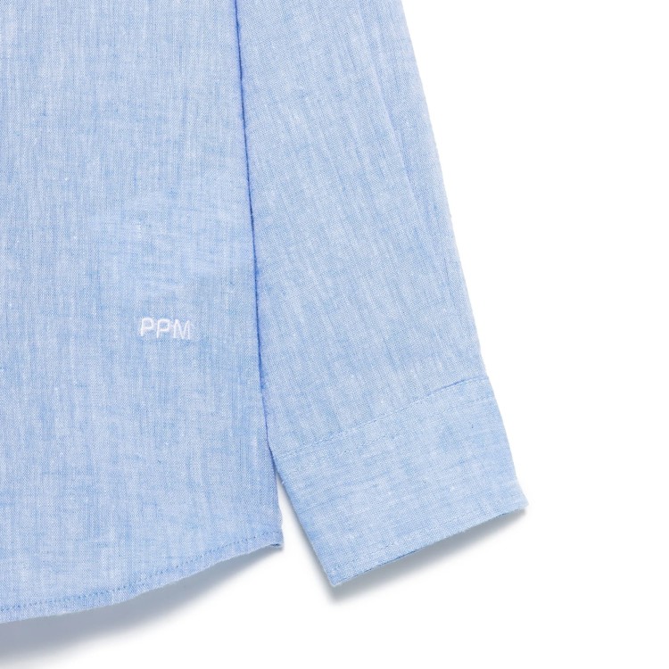 PAOLO PECORA Camicia celeste con ricamo logo bambino