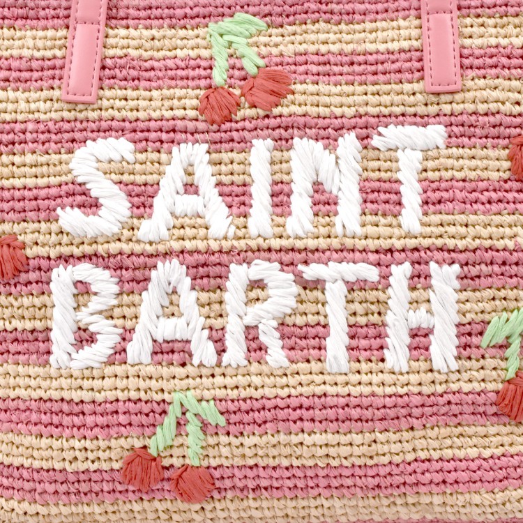 SAINT BARTH Borsa City Mid in rafia con ciliegine bambina