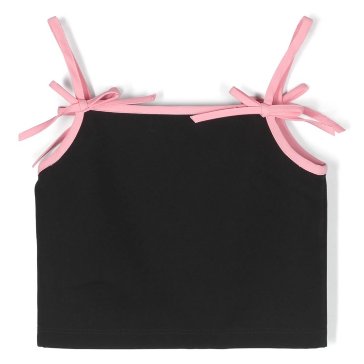 MSGM Top con bretelle nero rosa per bambina