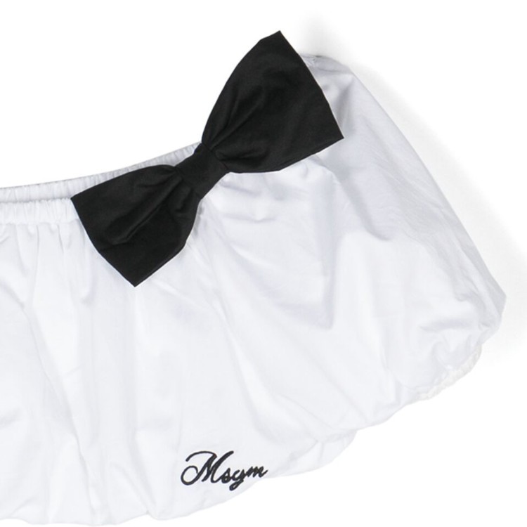 MSGM Top corto con fiocco bianco/nero bambina