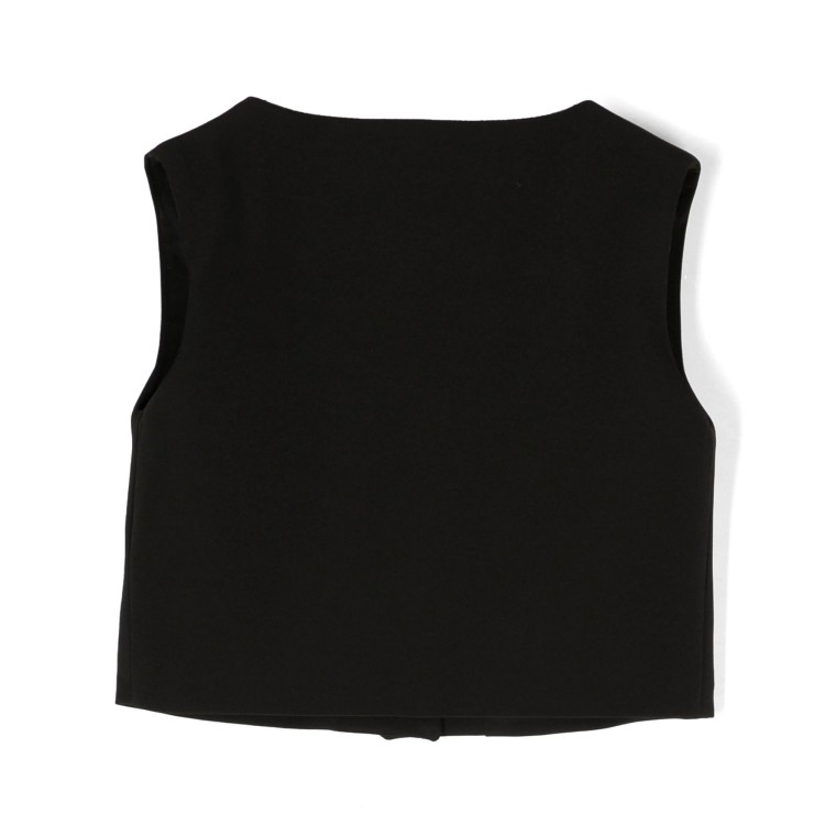 MSGM Gilet crop con stampa logo nero bambina