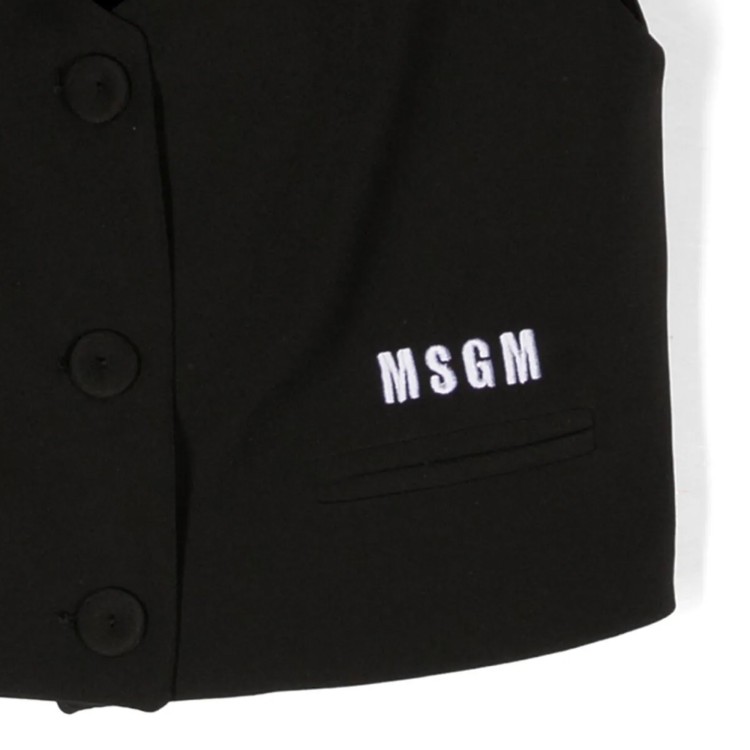 MSGM Gilet crop con stampa logo nero bambina