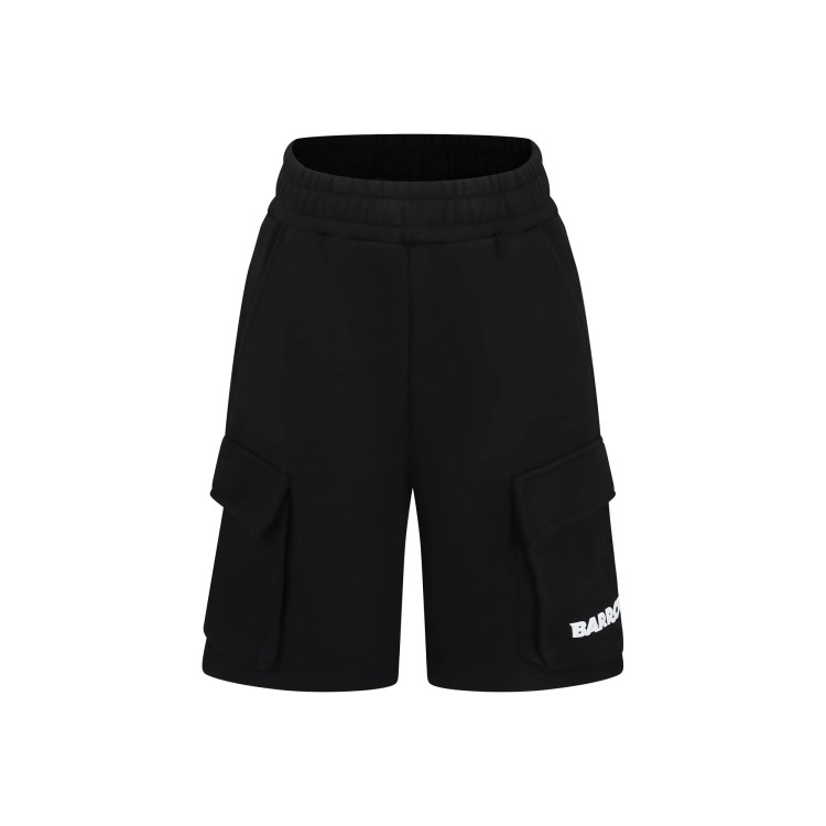 BARROW Shorts neri cargo con logo bambino