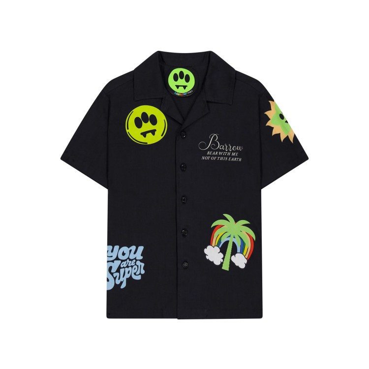 BARROW Camicia nera con stampa logo bambini