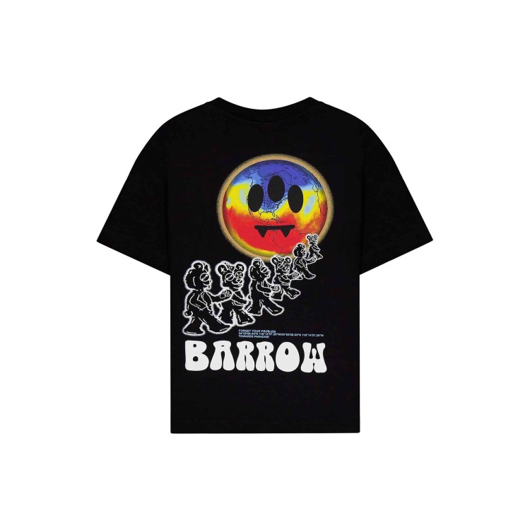 BARROW T-shirt nera con logo e stampa bambini