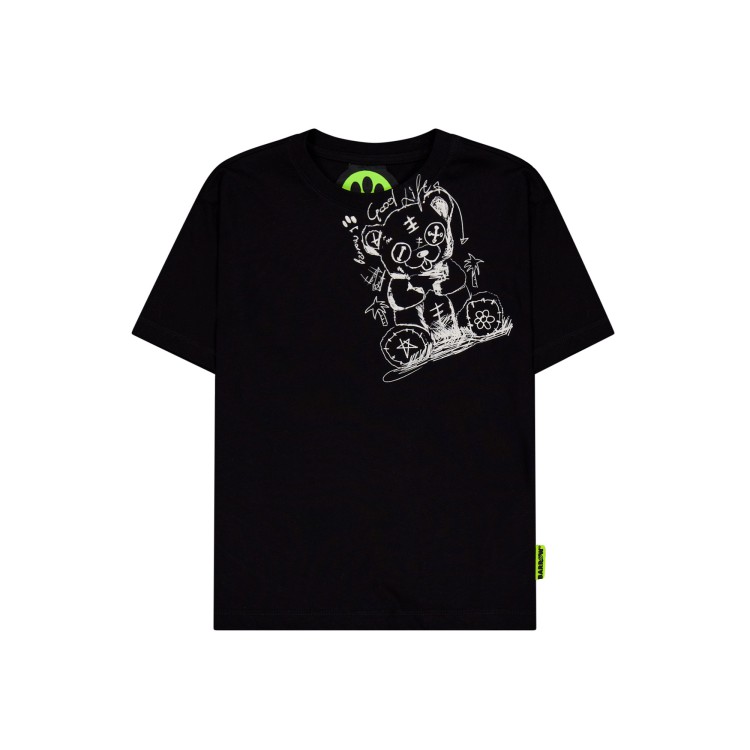 BARROW T-shirt nera con stampa orso bambini