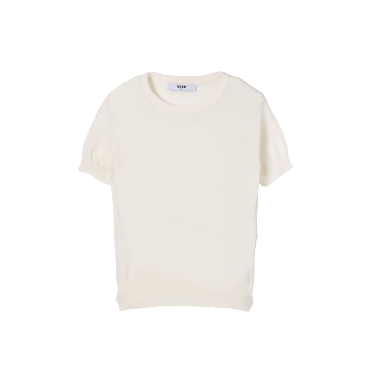 MSGM Maglia crema in cotone lavorato bambino