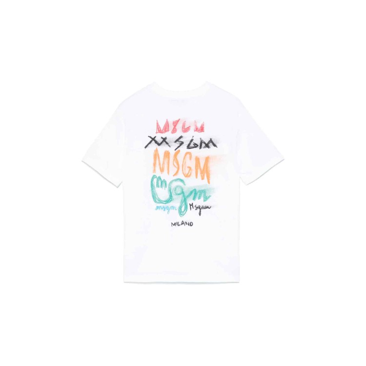 MSGM T-shirt bianca con logo e stampa grafica bambino
