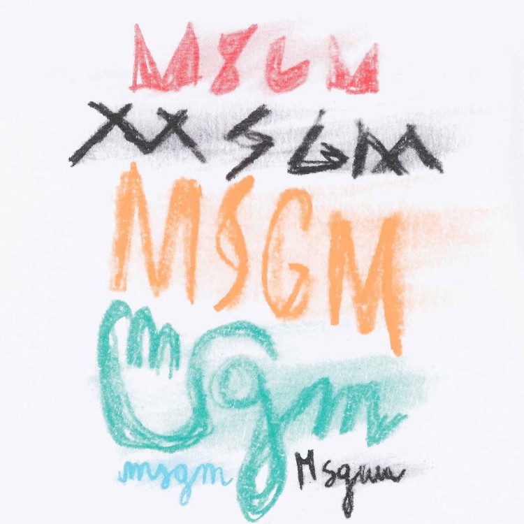 MSGM T-shirt bianca con logo e stampa grafica bambino
