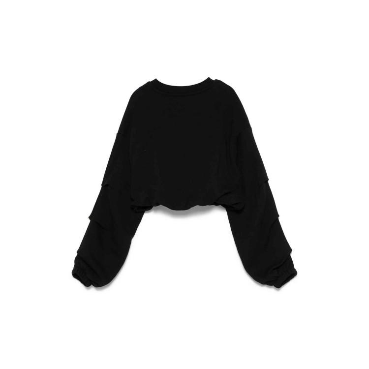 MSGM Felpa nera girocollo con logo in perline bambina