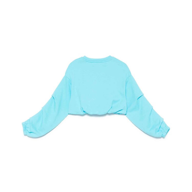 MSGM Felpa celeste girocollo con logo in perline bambina