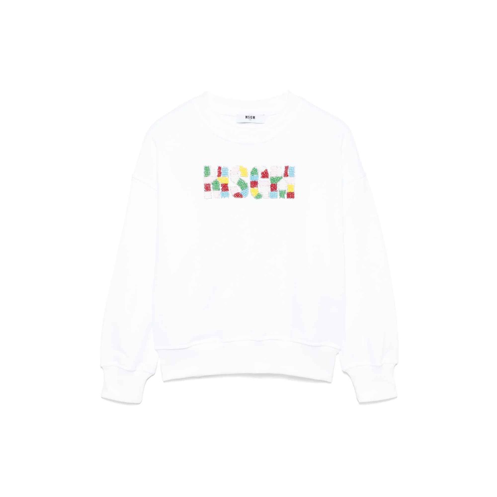 MSGM Felpa bianca girocollo...