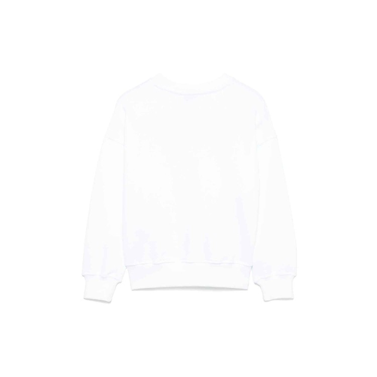 MSGM Felpa bianca girocollo con logo in perline bambina