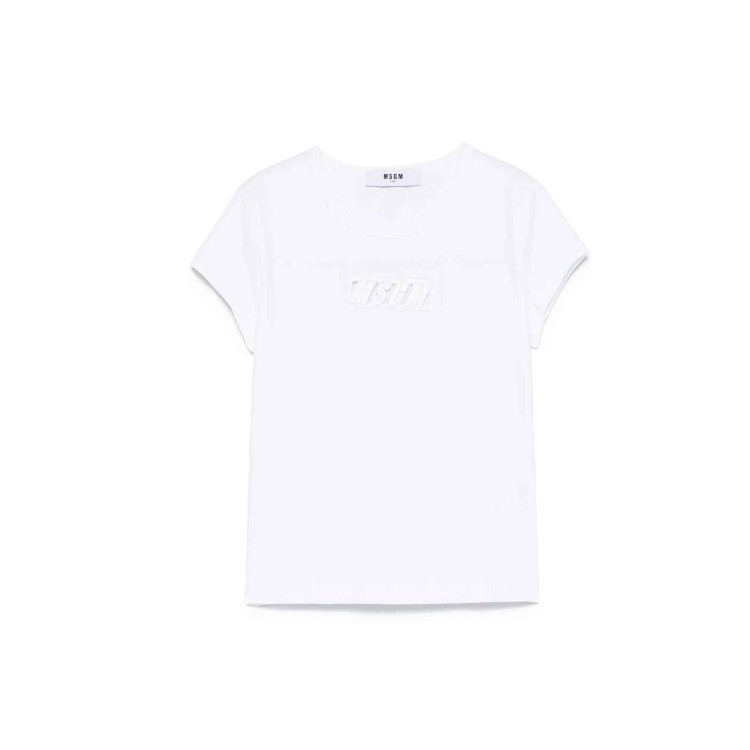 MSGM T-shirt bianca con logo cut-out bambina