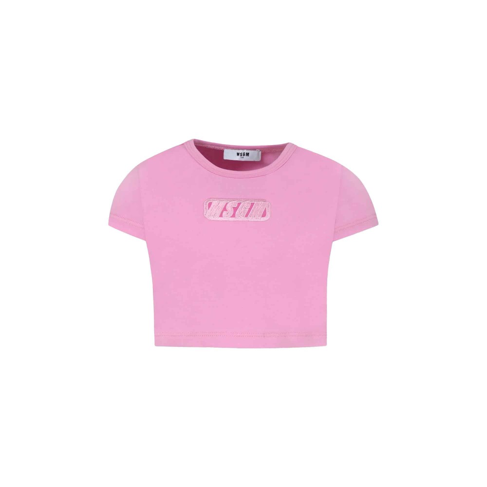 MSGM T-shirt rosa cropped...